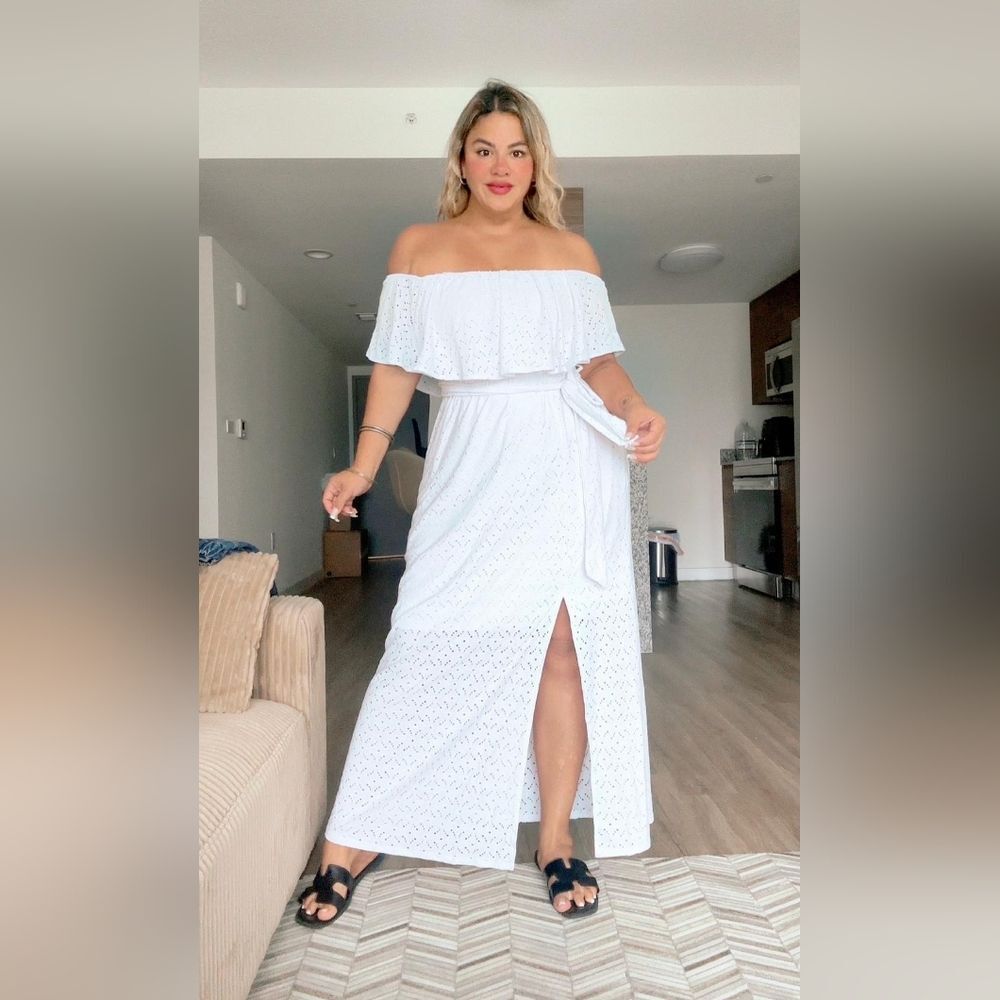 Women's Off Shoulder Long Casual Beach Dress with Pockets